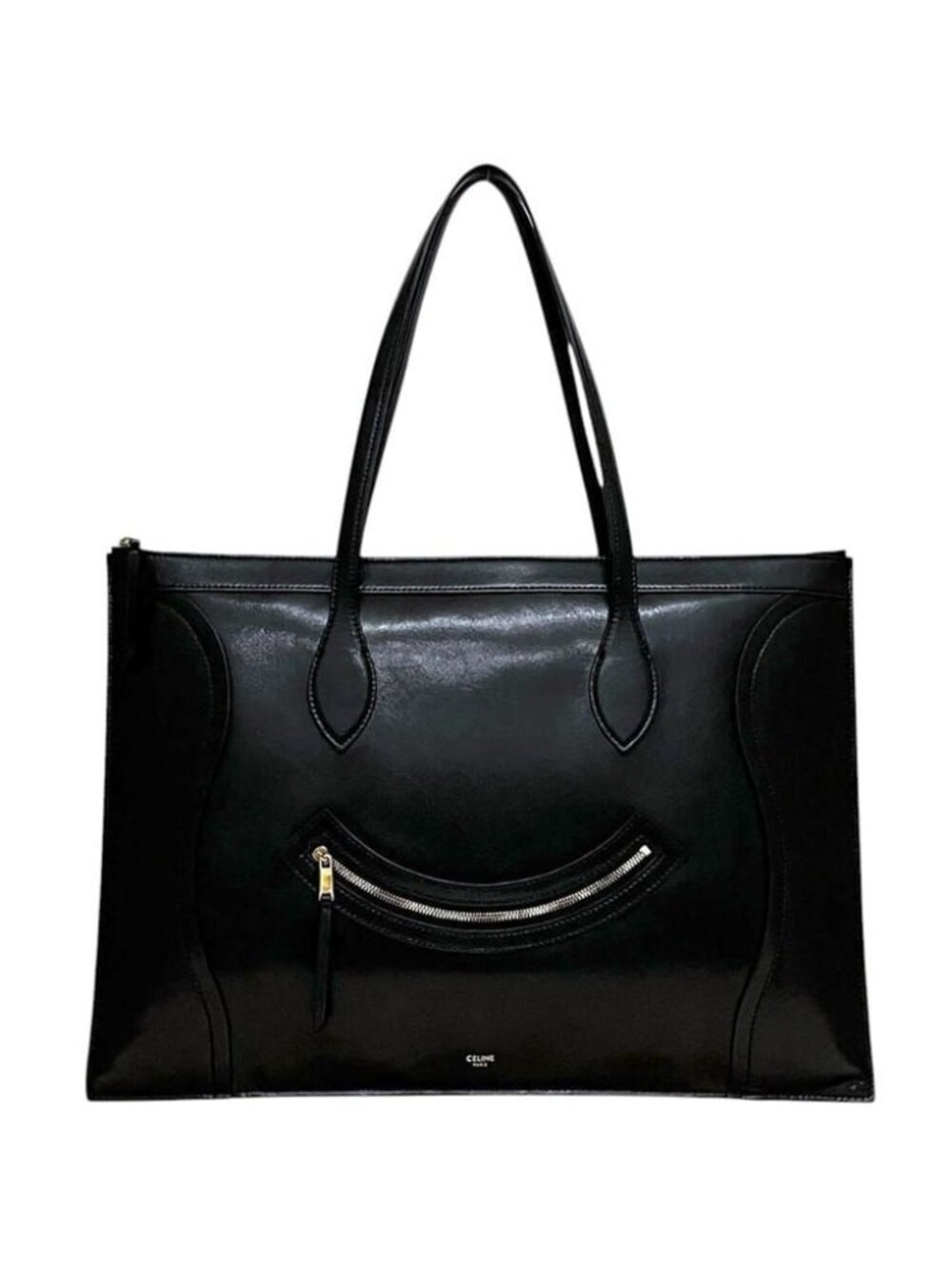 Celine Tote Flat Luggage Leather Black